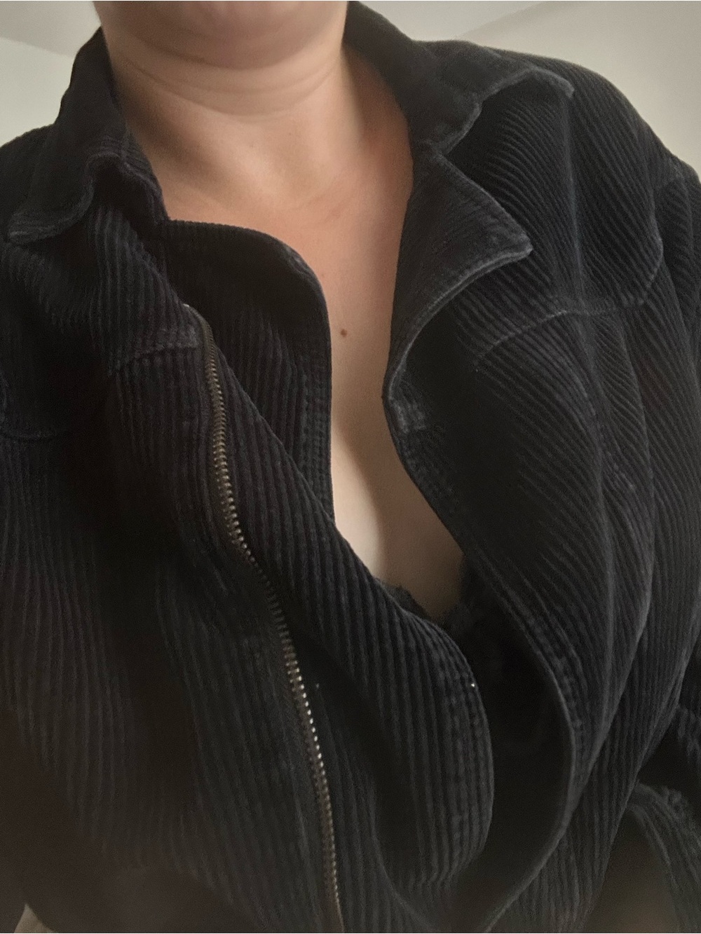 Brandy Melville Black Corduroy Zip Jacket